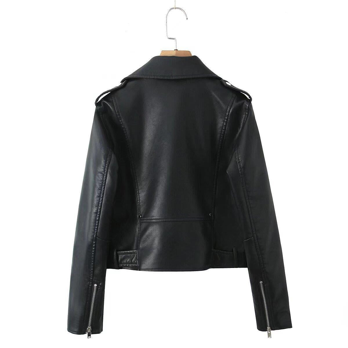 Back Rivet Zipper Ornament Leather Picture Coats