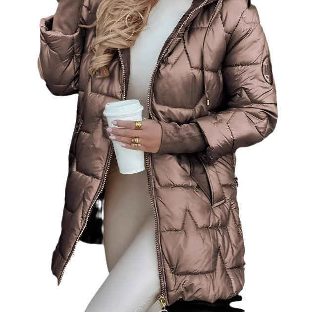 Creative Elegant Winter Hooded Cotton Mid-length Coats