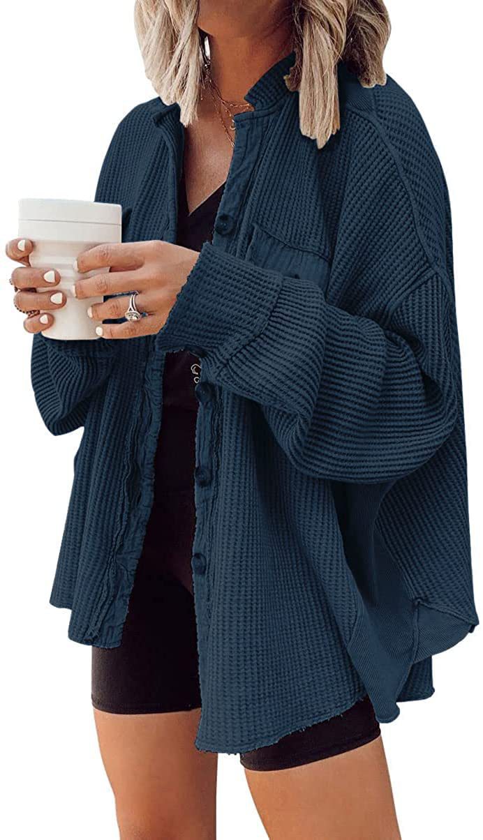Women's Casual Polo Collar Pocket Stitching Irregular Jackets