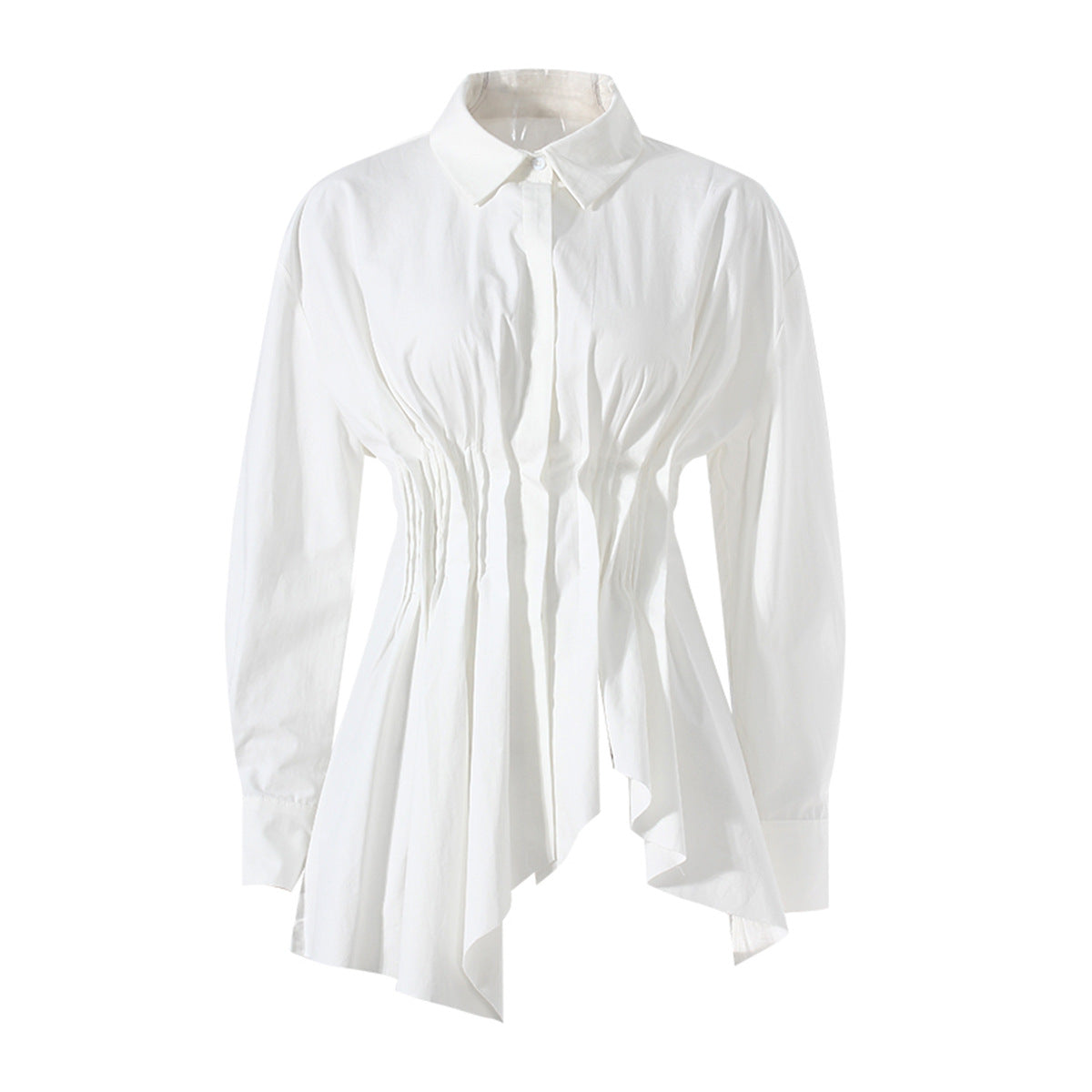 Women's Irregular Fishtail Design Shirt Temperament Collar Blouses