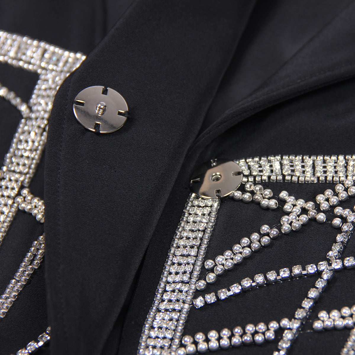 Women's Fashion Beads Rhinestones Waist Slimming Quality Blazers