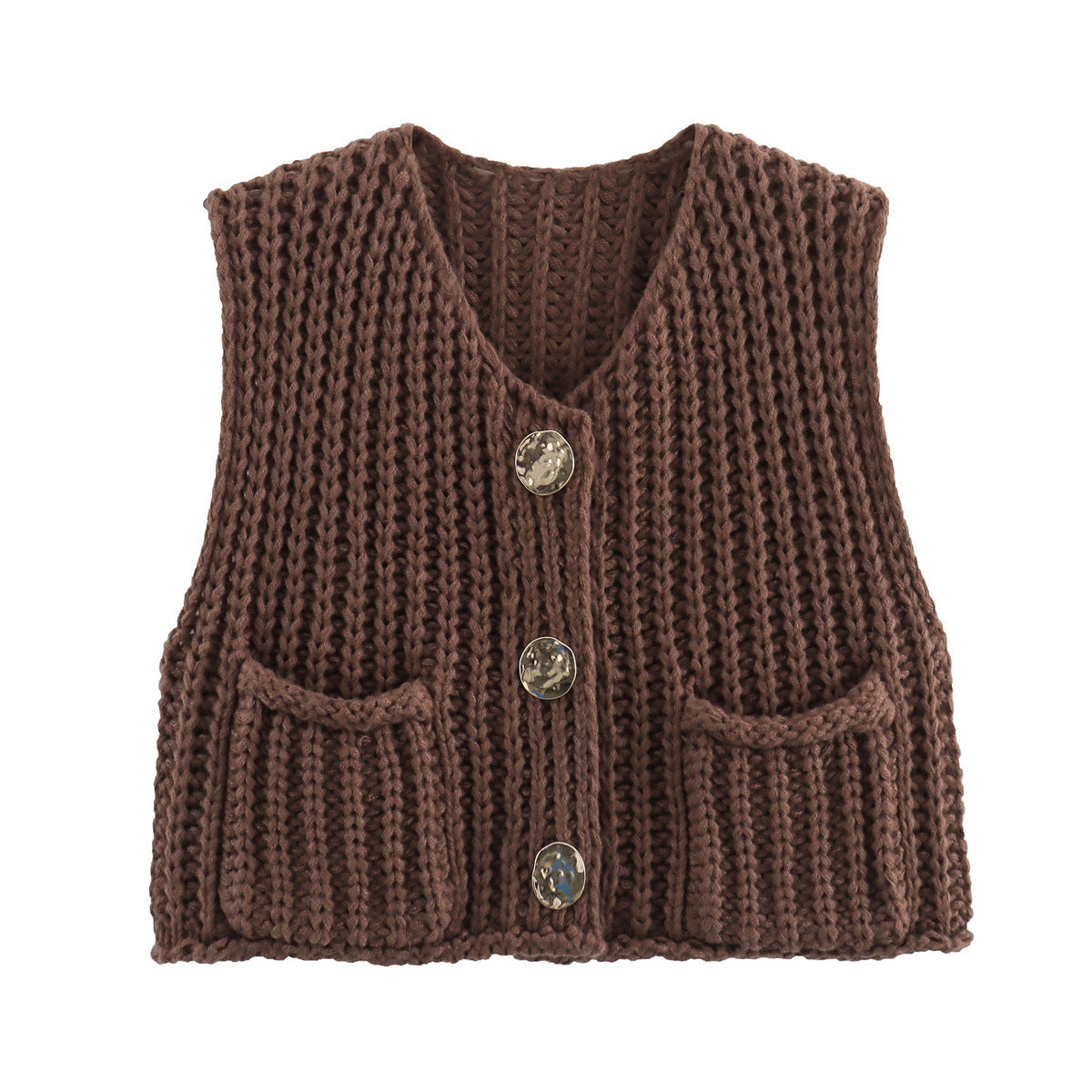 Women's Street Fashion Color Thick Needle Vests