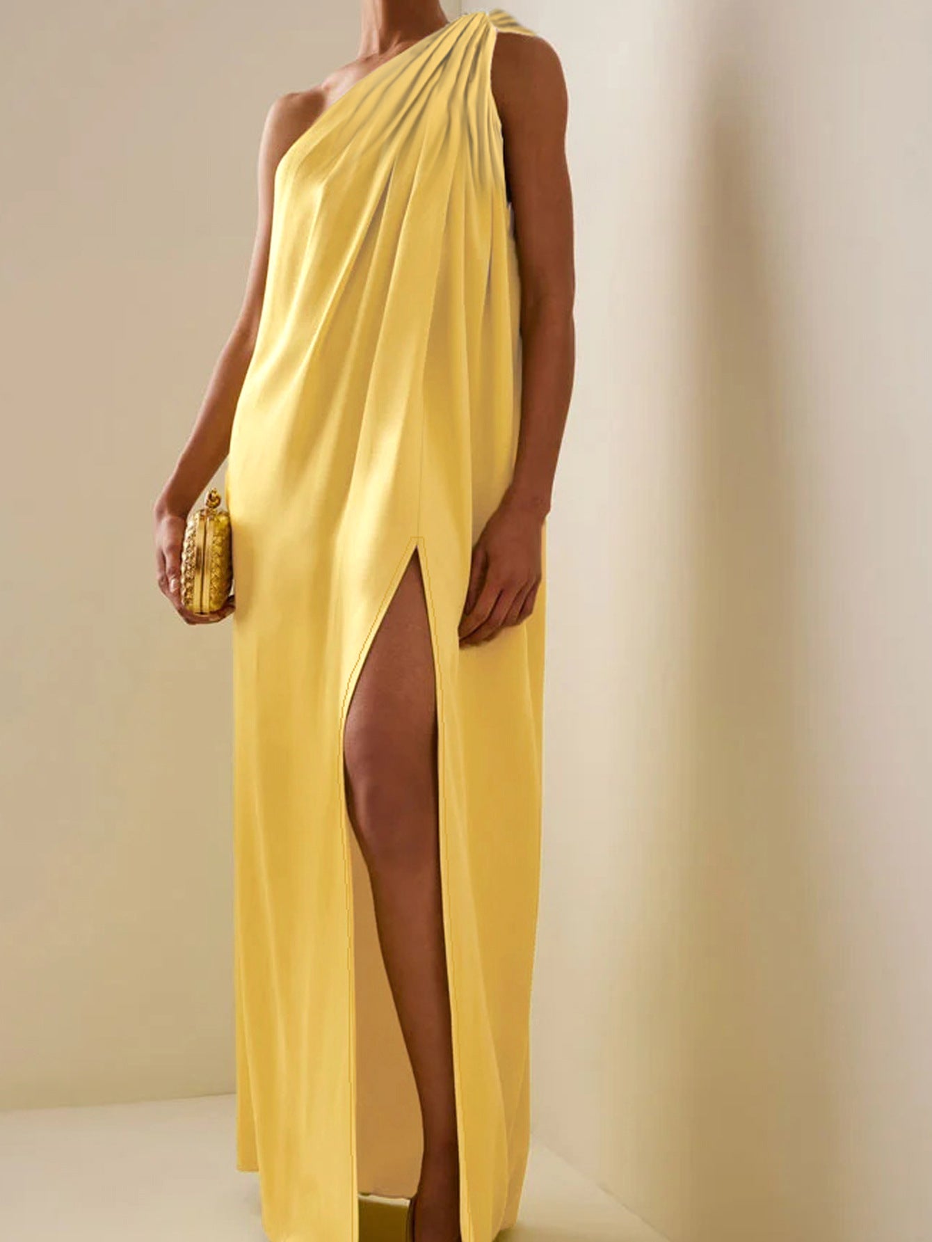 Women's Slant Shoulder Irregular Sleeveless Long Dress Dresses