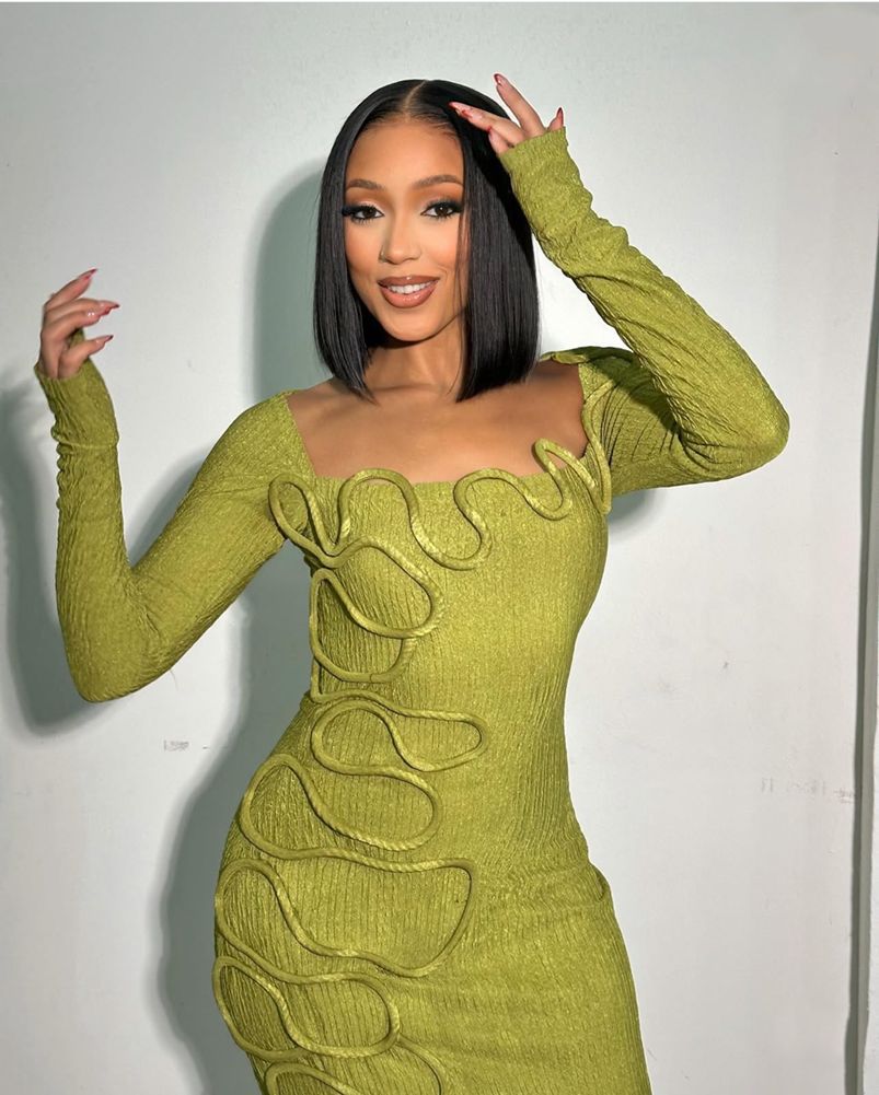 String Decorative Square Collar Long Sleeve Dresses