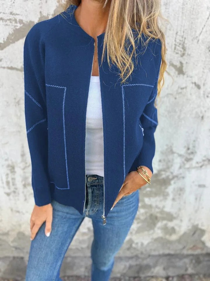 Durable Graceful Fashion Zipper Solid Color Jackets