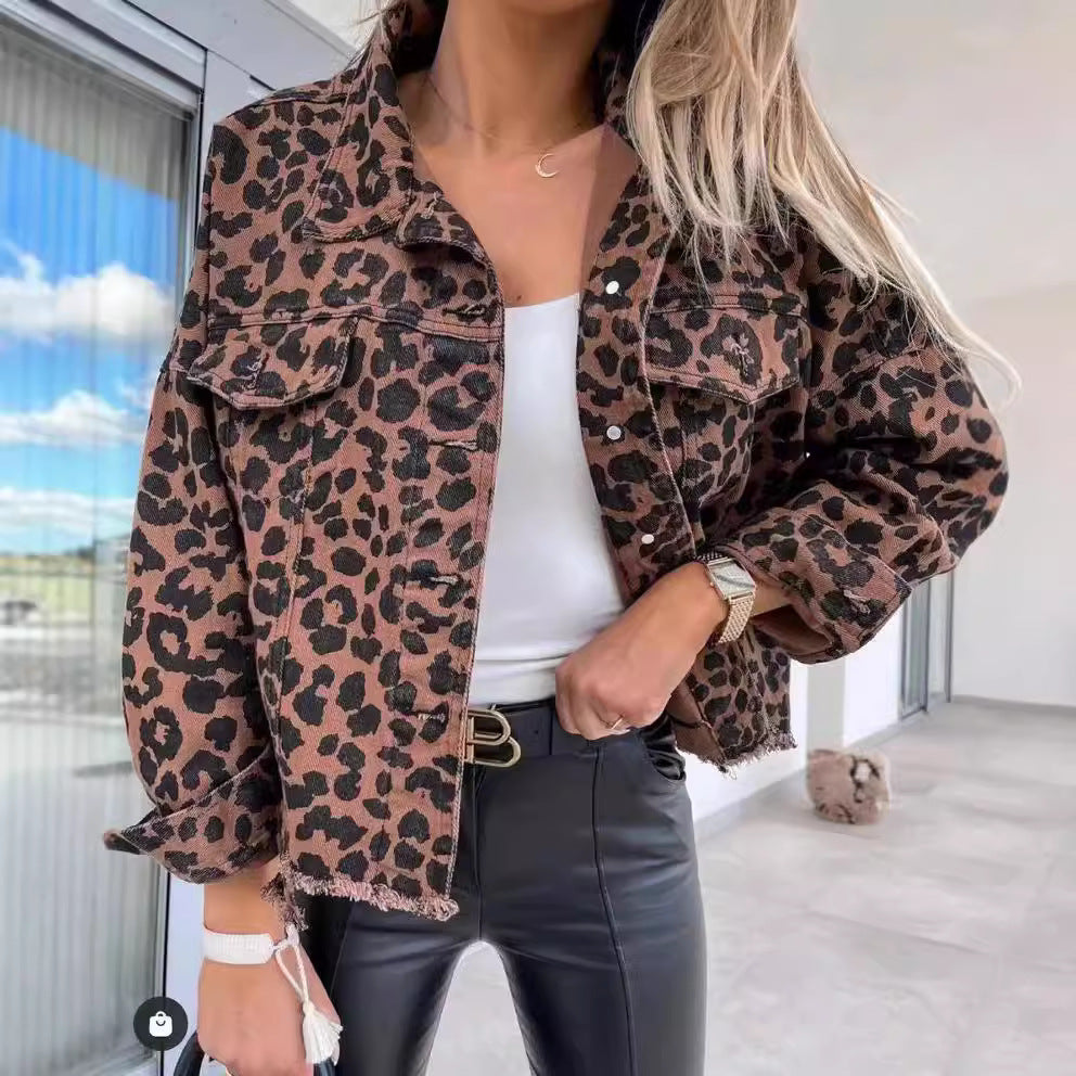 Loose Street Personality Leopard Print Long Jackets