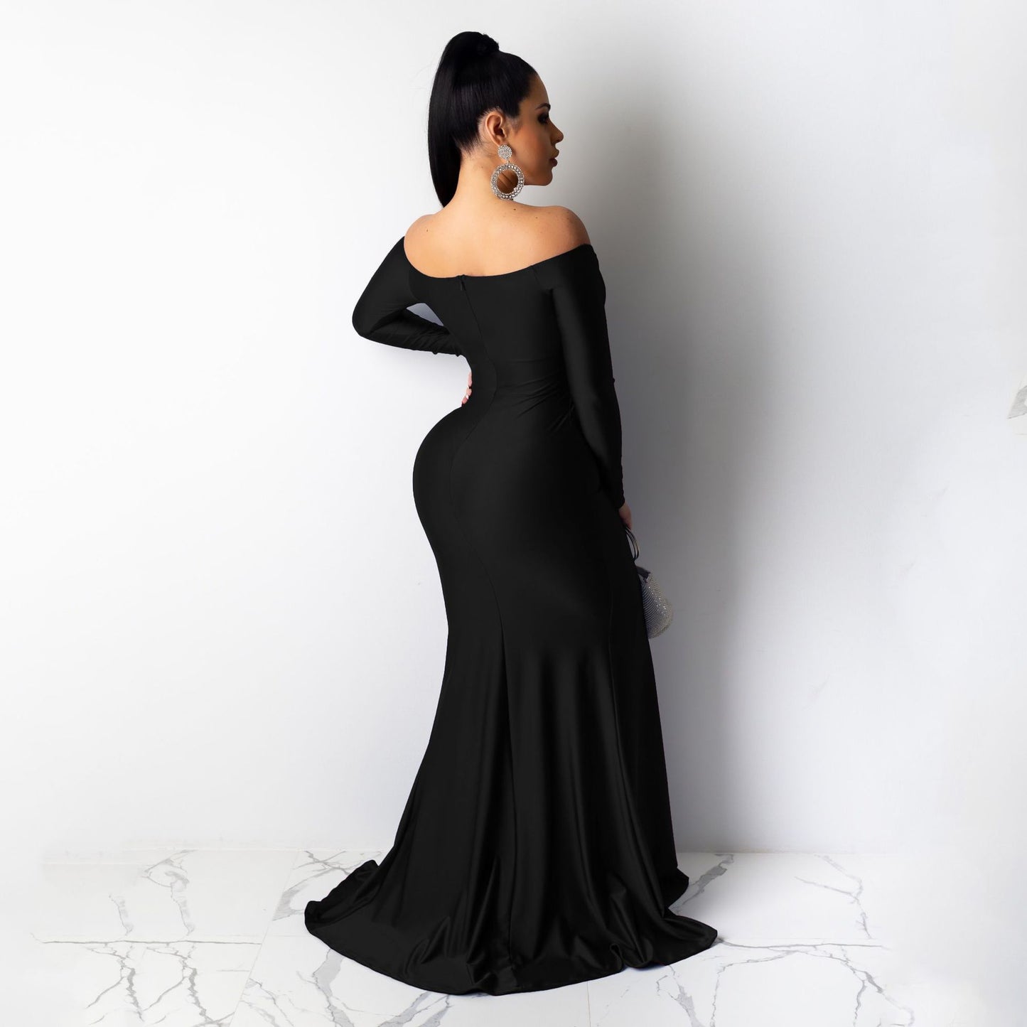 Women's Formal Solid Color Large Slit Long Dresses
