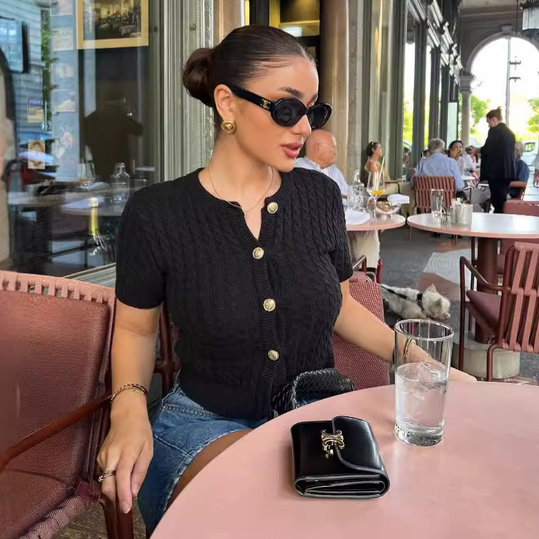Women's Slimming Twist Twisted String Knitted Angora Blouses