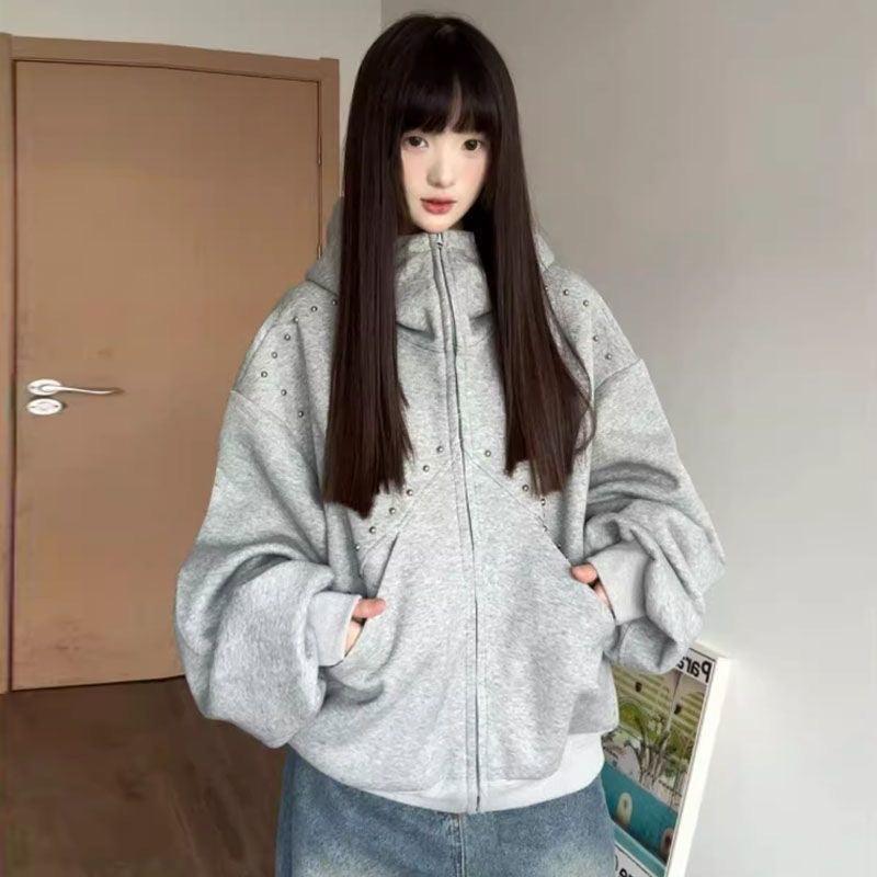 Hooded Rivet Puppy Ears Loose Sweet Cool Sweaters