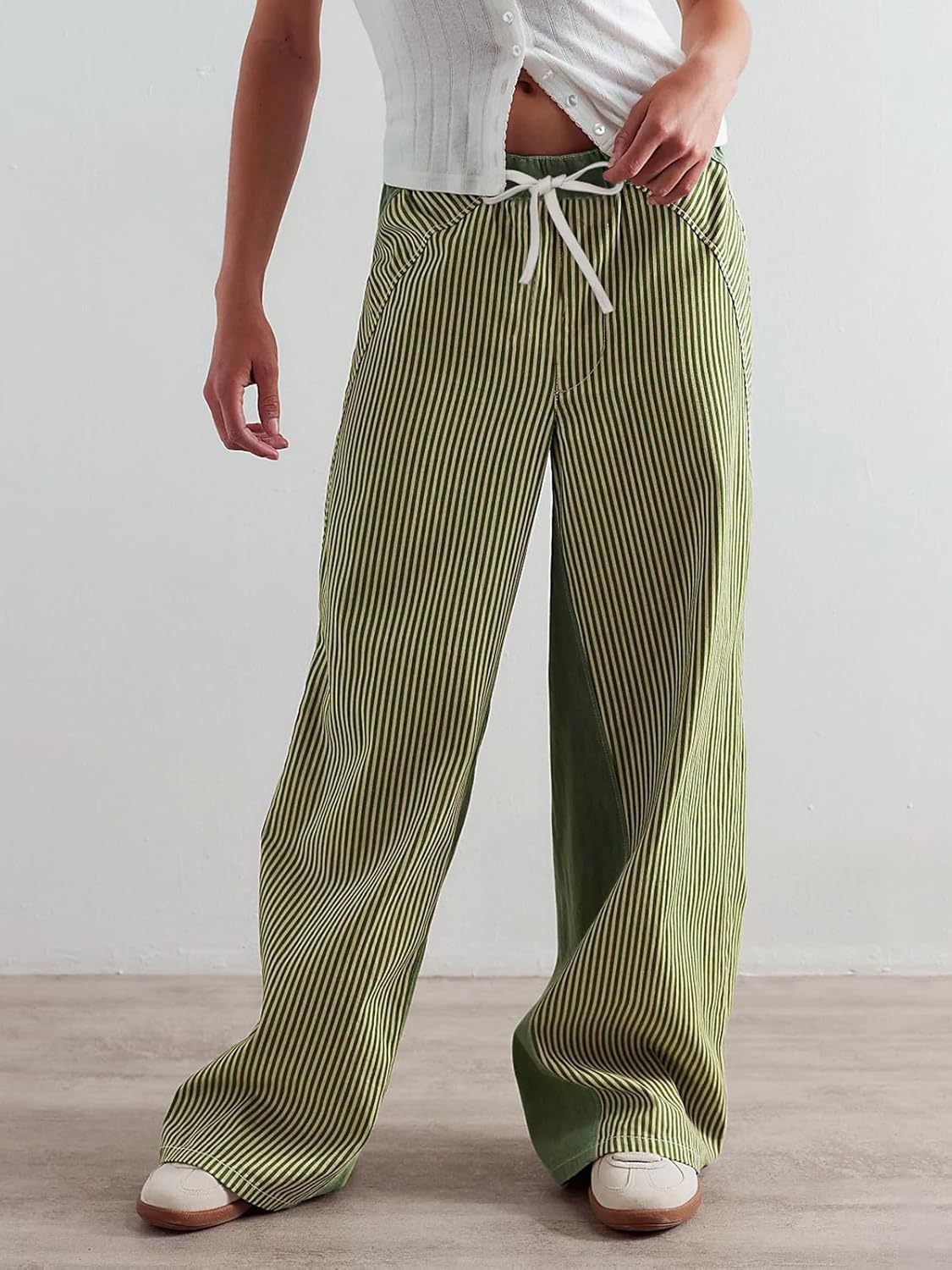 Women's Striped Leisure Loose Color Matching Slimming Pants
