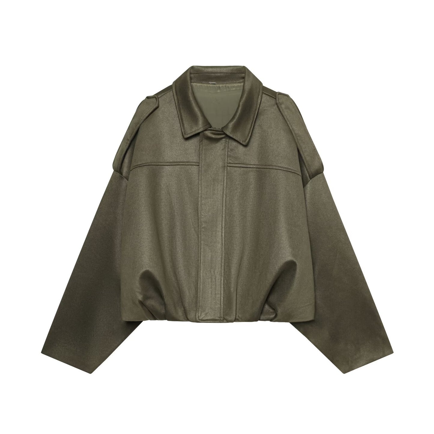 Women's Pilot Batwing Sleeve Loose Zip Suede Jackets