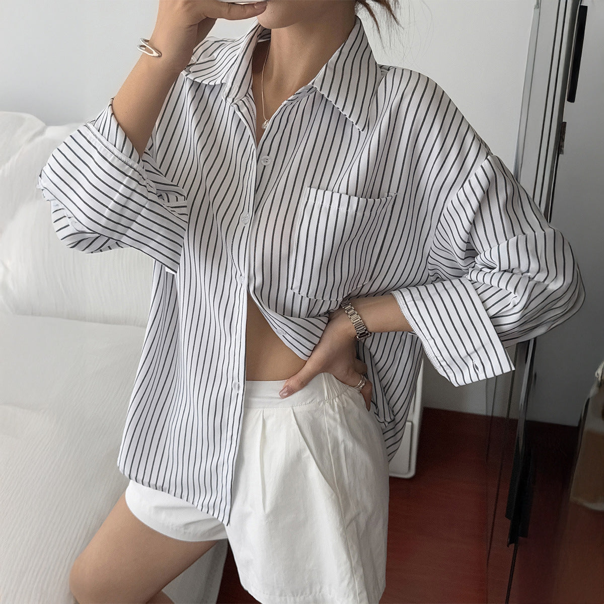 Women's Leisure Vacation Summer Striped Long Sleeve Clothing