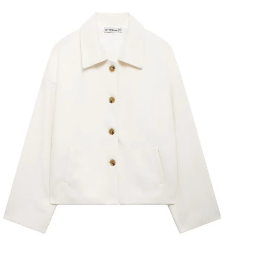 Women's Creative Lapel Button Loose Woolen Jackets