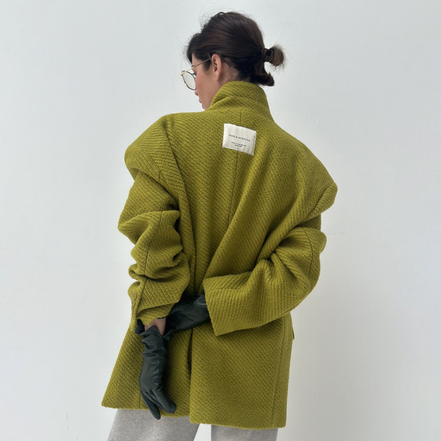 Women's Textured Padded Shoulder Versatile High-grade Breasted Commute Jackets