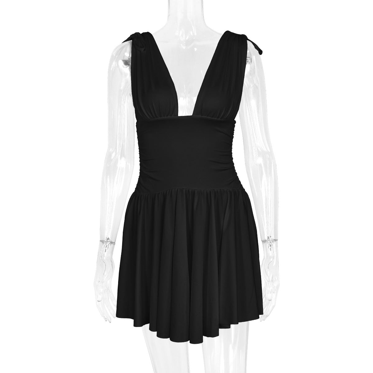 Women's Fashion Wear Dress Deep V Pleated Dresses