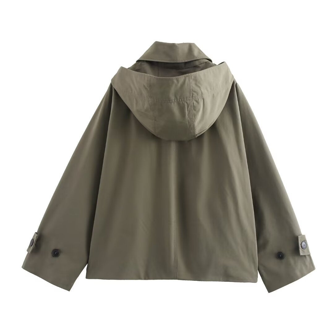 Women's Solid Color Polo Collar Single-breasted Long Coats