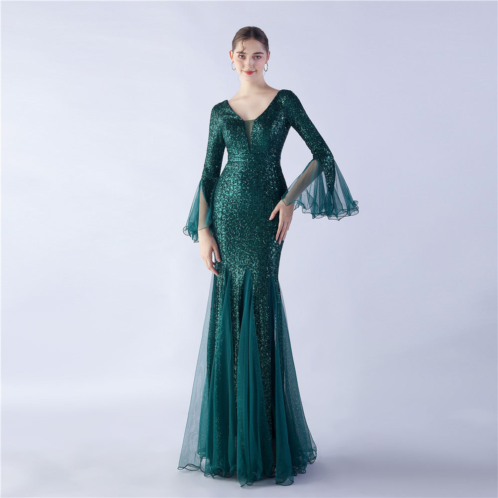 Craft Encryption Mesh Dinner Stage Sequined Wedding Dresses