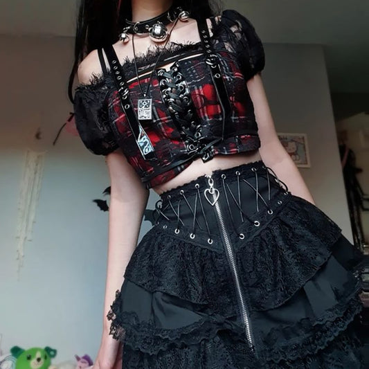Women's Lace Stitching Dark Summer Street Fashion Skirts