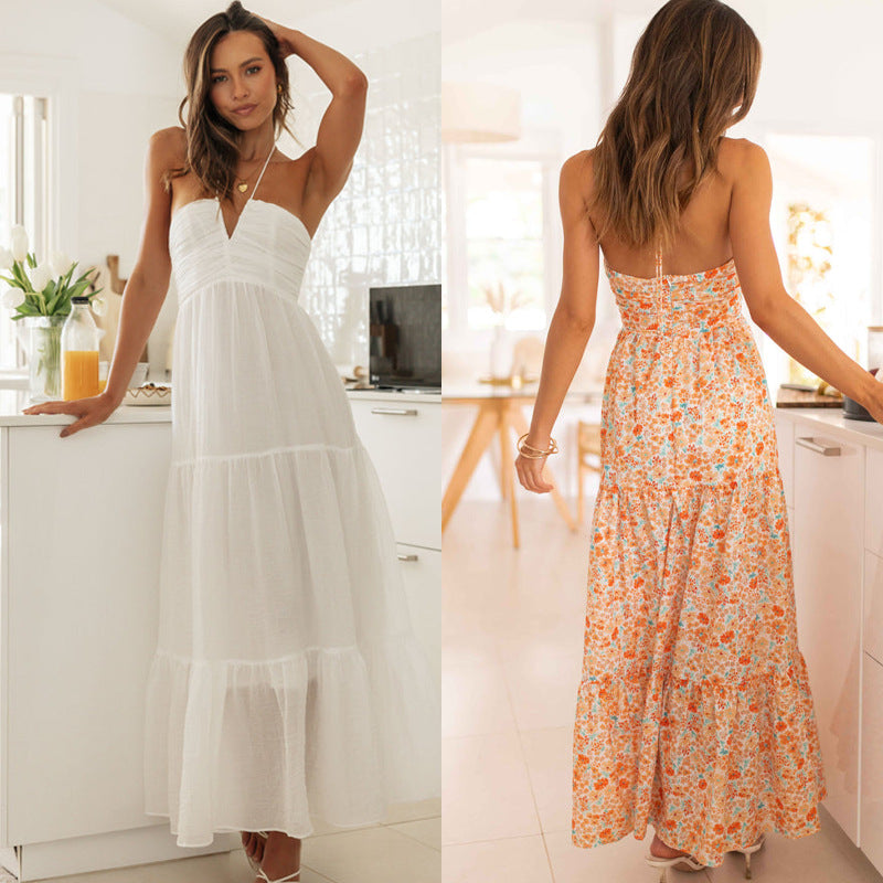Women's Brace Long Dress Elegant Sleeveless Sling Dresses