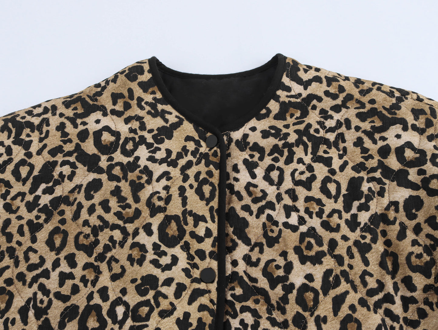 Women's Autumn Organza Leopard Print Round Neck Jackets