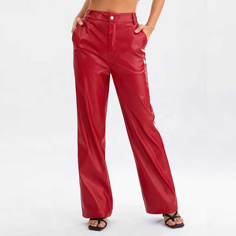 Women's Leather Casual Loose Hot High Waist Pants