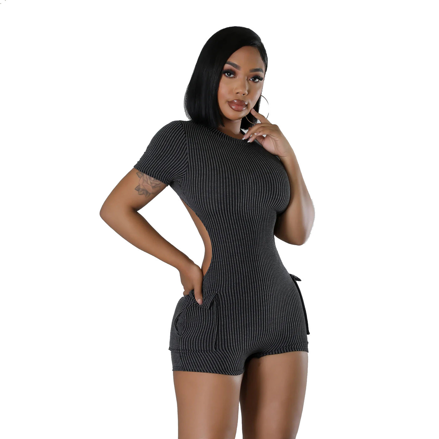 Women's Casual Figured Cloth Slim Fit Bodysuit Pants