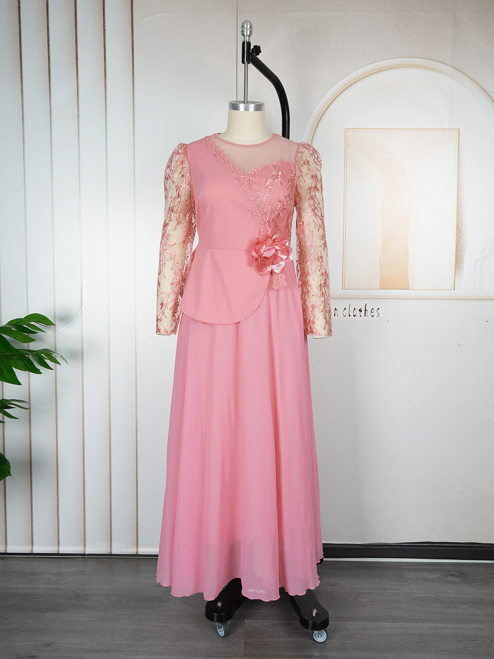 Women's Fashion Lace Dress African Wear Mesh Dresses