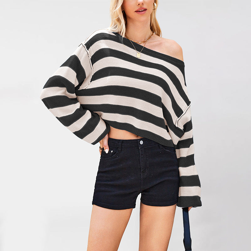 Women's Glamorous Trendy Pullover Striped Loose Sweaters