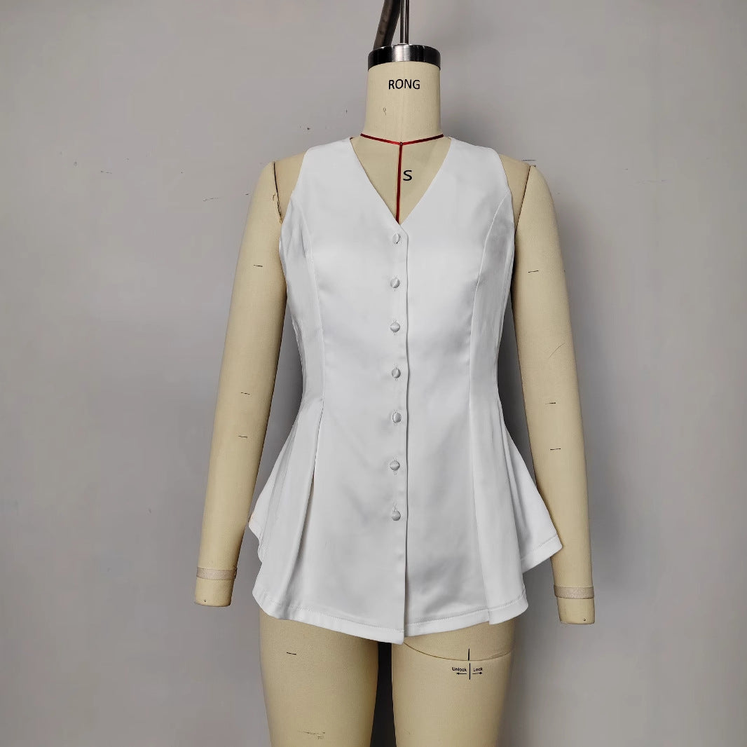 Women's Elegant Fashion Over Sleeveless Breasted Pure Vests