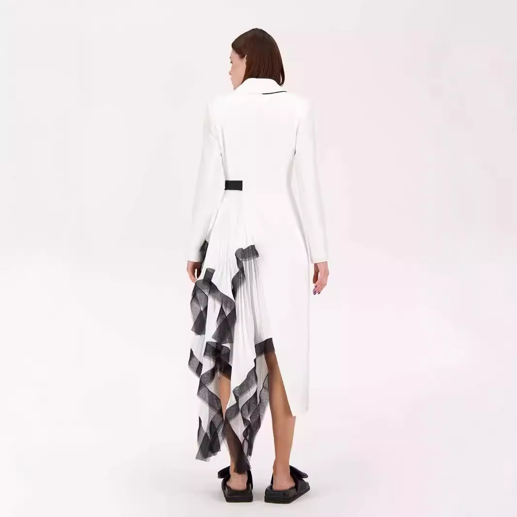 Women's Niche Dress Asymmetric Pleated Loose Mouth Blazers