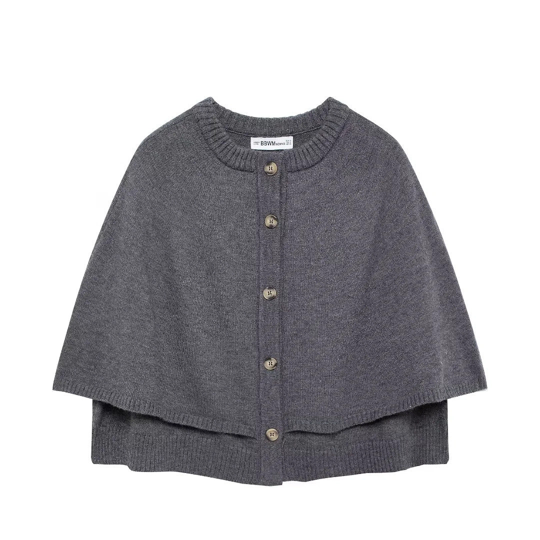 Women's Knitted Sleeve Single-breasted Round Neck Jackets