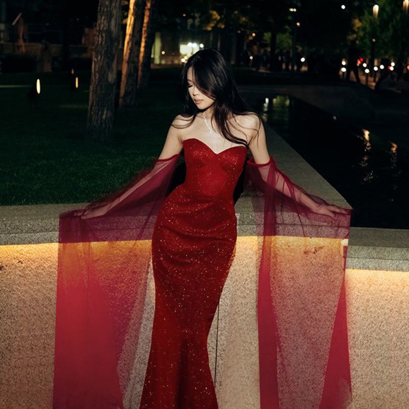 Autumn Shiny Waist Tube Dress Halloween Dresses