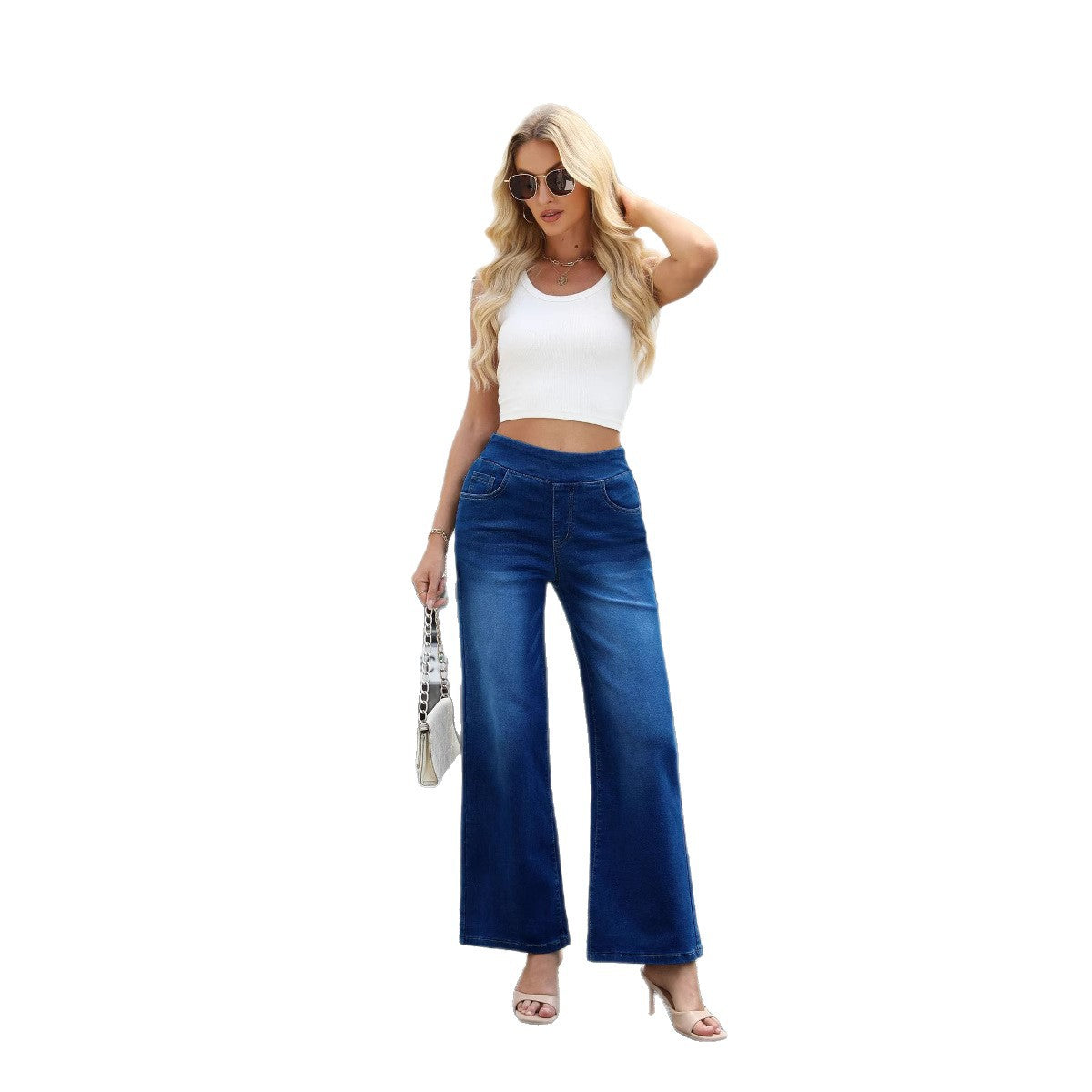 Women's High Waist Loose Wide Leg Flab Hiding Jeans