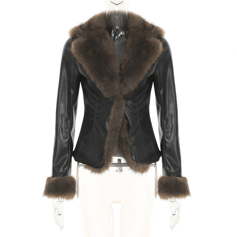 Color Burr Design Tight Slimming Long Jackets