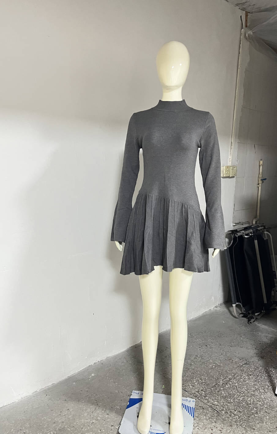 Women's Long Sleeve Knitted Dress High Waist Dresses