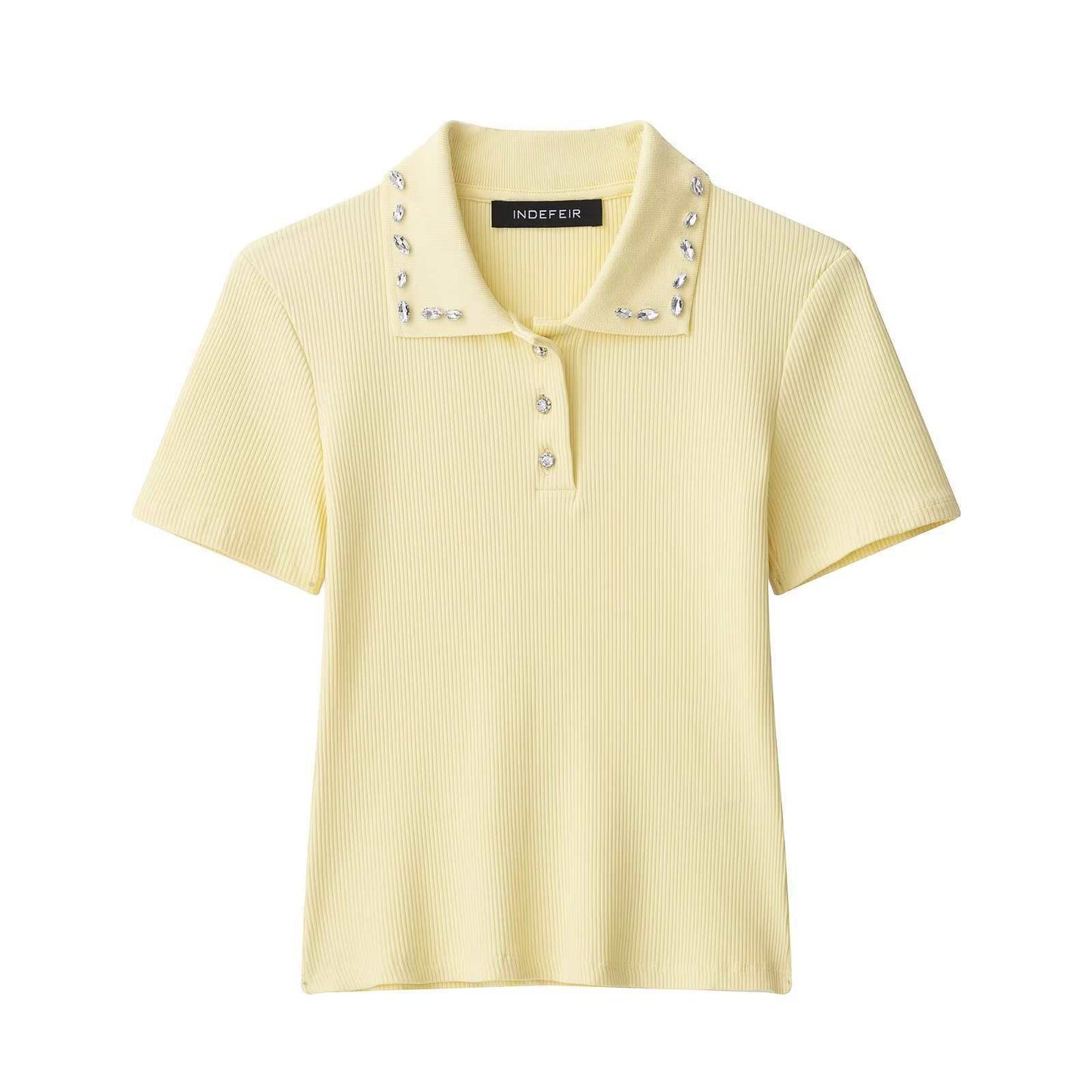 Women's Jewelry Shirt Rib Neckline Summer Slimming Blouses