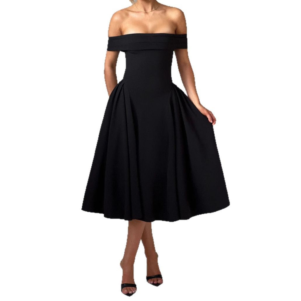 Women's Spring Fashion Sexy Backless Pure Color Dresses