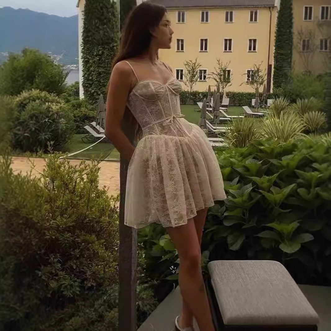 Halter Dress Sexy Backless Slimming Fishbone Dresses