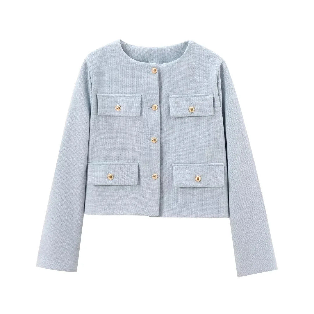 Women's Fashion Temperament Commute Round Neck Long Coats