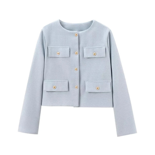 Women's Fashion Temperament Commute Round Neck Long Coats