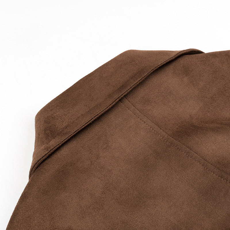 Women's Spring Graceful Fashionable Suede Texture Long Jackets