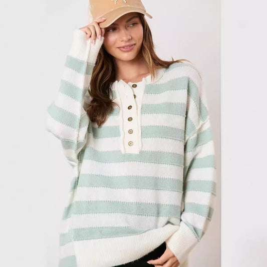 Women's Loose Multicolor Casual Knitted Long Sleeve Sweaters