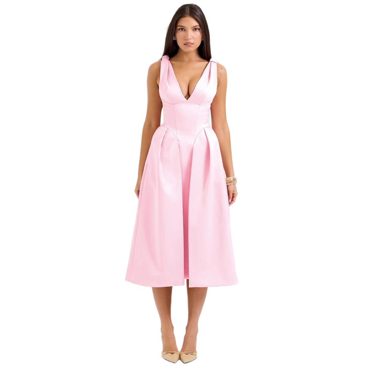 Summer Suspender Dress Fashionable Solid Color Dresses