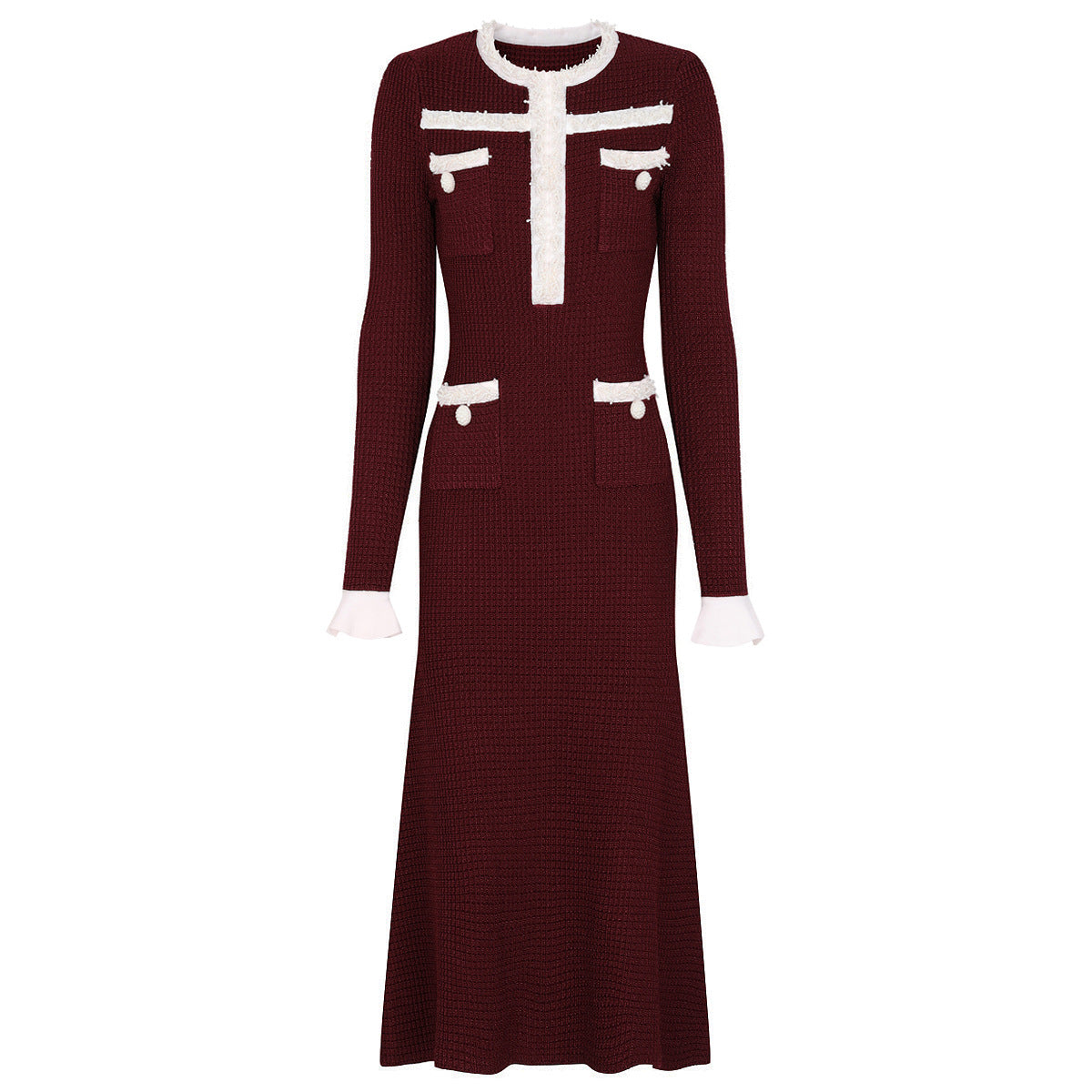 Fashionable Knitted Handmade Beaded Slim Fit Slimming Dresses