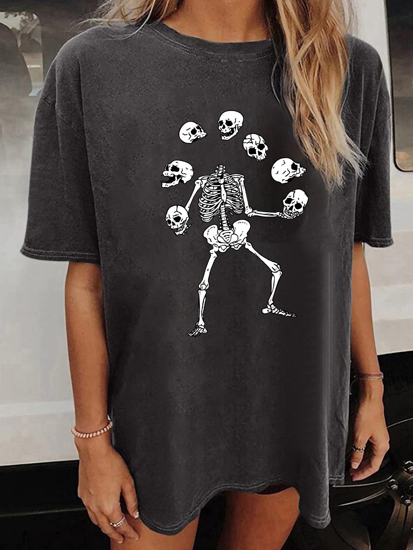 Women's T-shirt Summer European Vintage Printed Skull Blouses