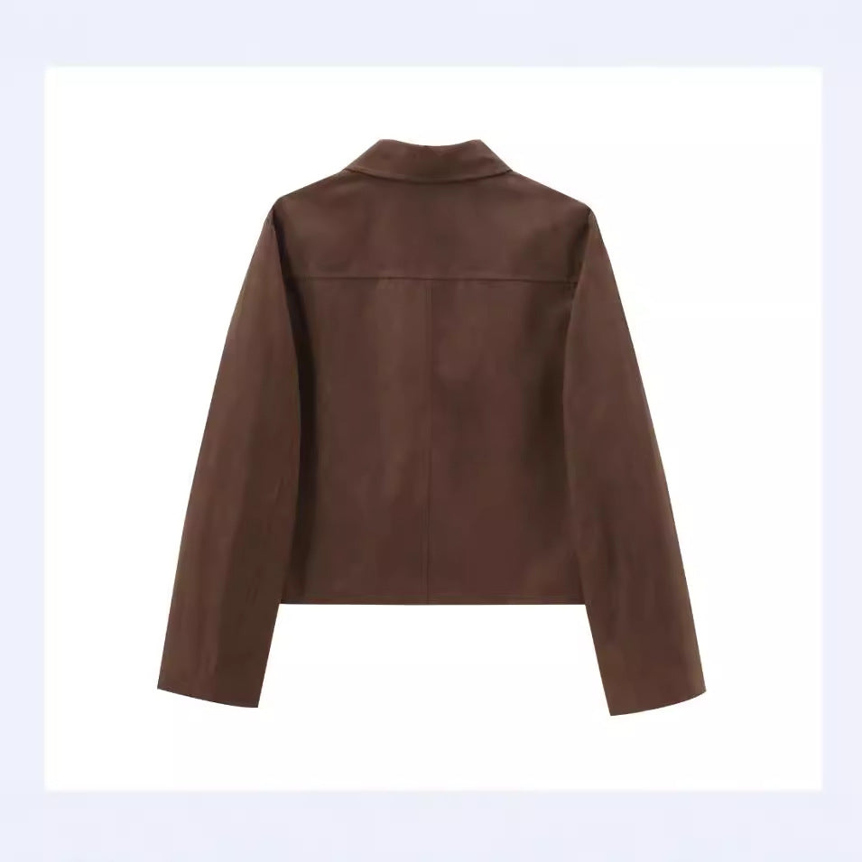 Autumn Old Money Style Brown Suede Jackets