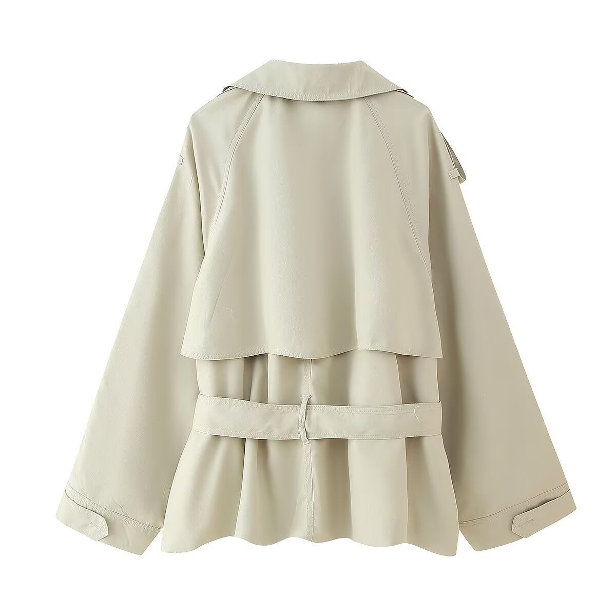 Women's Polo Collar With Belt Drop Shoulder Coats