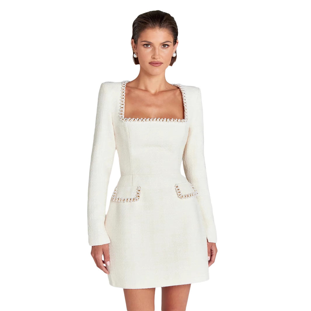 Elegant Slim Fit Slimming Long-sleeved Diamond Dresses