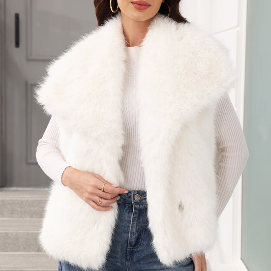 Women's Large Lapel Seven Colors Optional Faux Coats