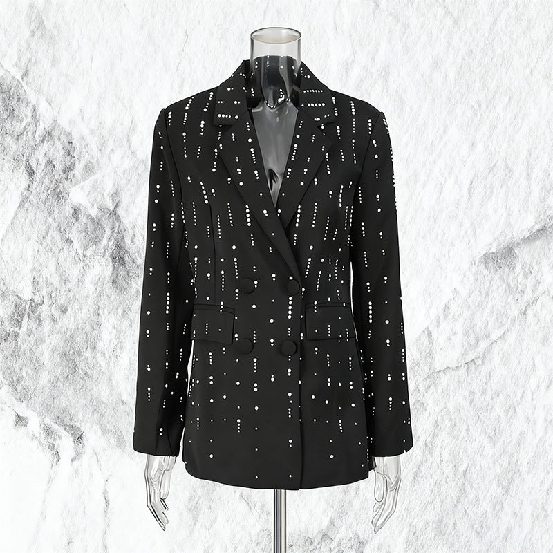 Women's Design Pearl Decorative Loose Casual Polo Blazers